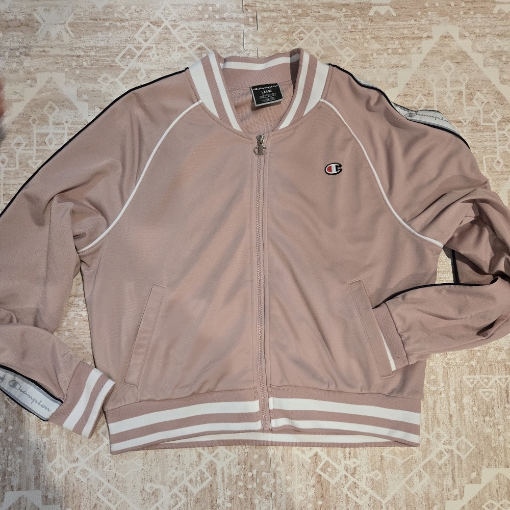 Champion Women's Pink Track Jacket Size Large Like New